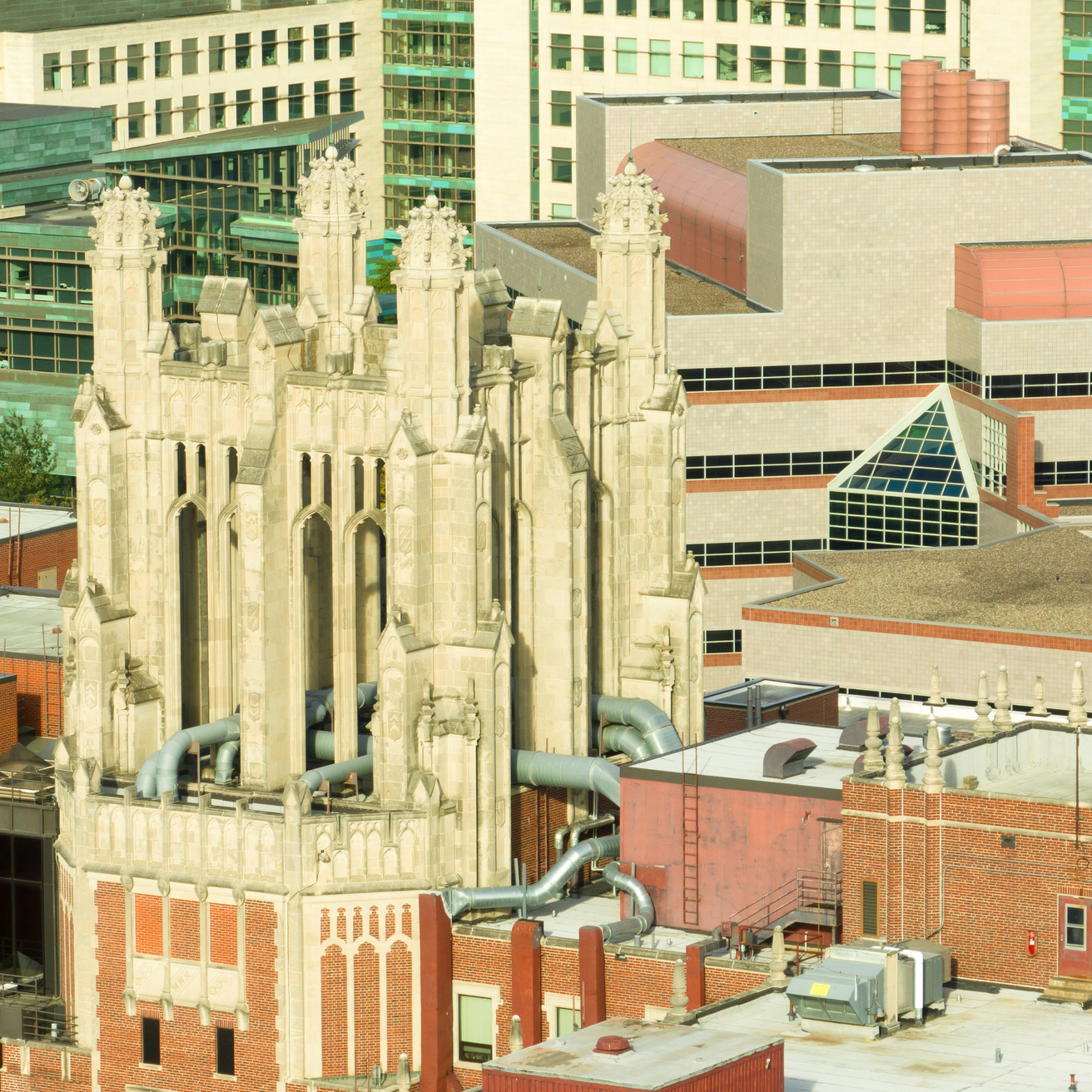Arial image of part of the University of Iowa Campus